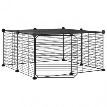 Cușcă animale de companie cu ușă 12 panouri negru 35x35 cm oțel - Img 2