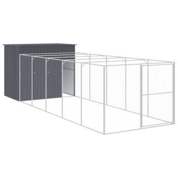 Cușcă de câine cu țarc antracit 214x661x181 cm oțel galvanizat - Img 2