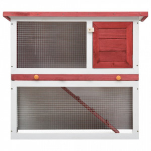 Cușcă de iepuri pentru exterior, 1 ușă, roșu, lemn - Img 3