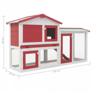 Cușcă exterior pentru iepuri mare roșu&alb 145x45x85 cm lemn - Img 5