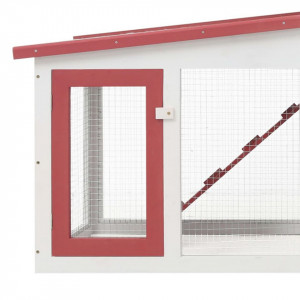 Cușcă exterior pentru iepuri mare roșu&alb 204x45x85 cm lemn - Img 4