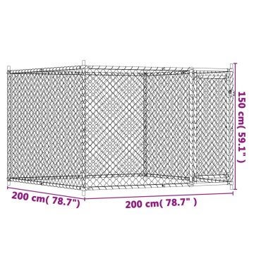 Cușcă pentru câini cu ușă, gri, 2x2x1,5 m, oțel galvanizat - Img 7