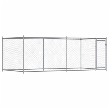 Cușcă pentru câini cu ușă, gri, 4x2x1,5 m, oțel galvanizat - Img 2