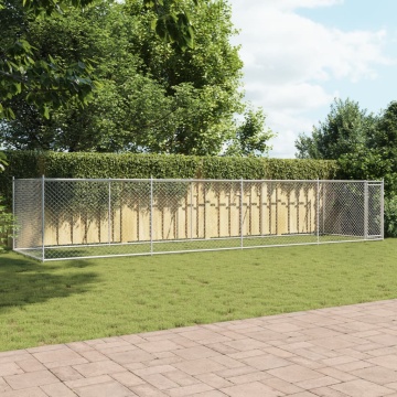 Cușcă pentru câini cu ușă, gri, 8x2x1,5 m, oțel galvanizat - Img 3