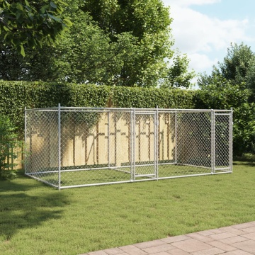 Cușcă pentru câini cu uși, gri, 4x2x1,5 m, oțel galvanizat - Img 3