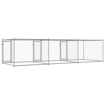 Cușcă pentru câini cu uși, gri, 6x2x1,5 m, oțel galvanizat - Img 5