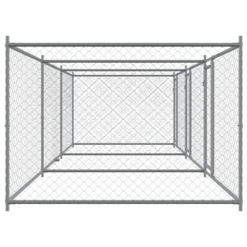Cușcă pentru câini cu uși, gri, 6x2x1,5 m, oțel galvanizat - Img 8