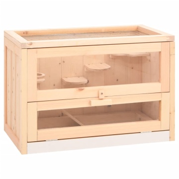 Cușcă pentru hamsteri, 60x35,5x42 cm, lemn masiv de brad - Img 1
