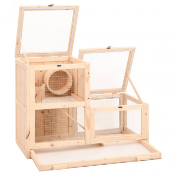 Cușcă pentru hamsteri, 81x40x60 cm, lemn masiv de brad - Img 3