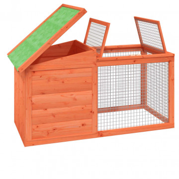 Cușcă pentru iepuri maro 100,5x54x55 cm lemn masiv de pin - Img 4