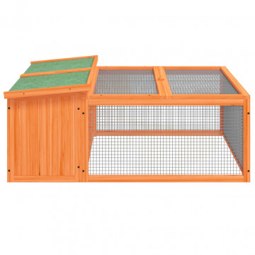 Cușcă pentru iepuri, maro, 117,5x97x47,5 cm, lemn masiv de pin - Img 7