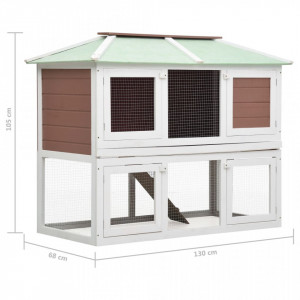 Cușcă pentru iepuri și alte animale, 2 niveluri, maro, lemn - Img 6