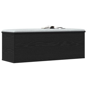 Cutie de depozitare Neagră cu aspect de stejar 102x35x35 cm din lemn prelucrat - Img 3