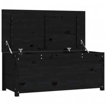 Cutie de depozitare, negru, 110x50x45,5 cm, lemn masiv de pin - Img 2