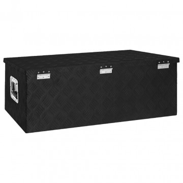 Cutie de depozitare, negru, 90x47x33,5 cm, aluminiu - Img 3
