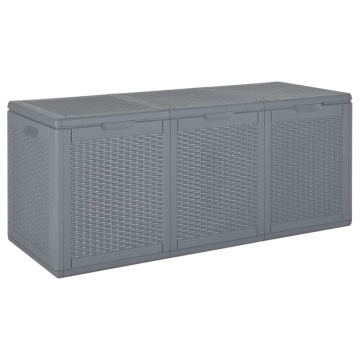 Cutie de depozitare pentru grădină, gri, 270 L, PP ratan - Img 1