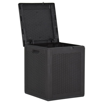 Cutie de depozitare pentru grădină, negru, 90L, PP ratan - Img 3
