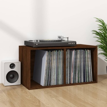 Cutie de depozitare viniluri, stejar maro, 71x34x36 cm, lemn - Img 1