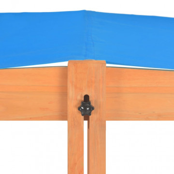 Cutie de nisip cu acoperiș ajustabil, 115x115x115 cm, lemn brad - Img 7