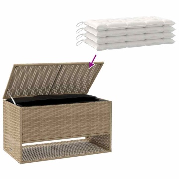 Cutie de perne de exterior Bej 100x55x55,5 cm Poly Rattan - Img 6