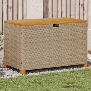 Cutie depozitare grădină bej 110x55x63 cm lemn acacia poliratan - Img 1
