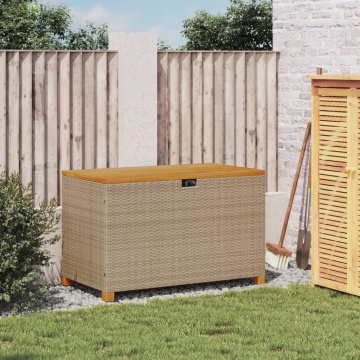 Cutie depozitare grădină bej 110x55x63 cm lemn acacia poliratan - Img 3