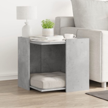 Cutie litieră pisici gri beton 53x53x51 cm lemn prelucrat - Img 3