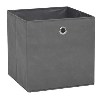 Cutii de depozitare, 4 buc, material nețesut, 32x32x32 cm, Gri - Img 2
