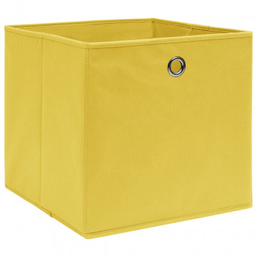 Cutii depozitare, 10 buc., galben, 28x28x28 cm, textil nețesut - Img 2