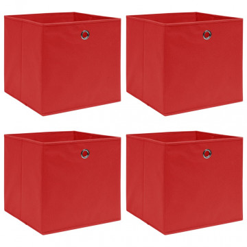 Cutii depozitare, 4 buc., roșu, 32x32x32 cm, textil - Img 1