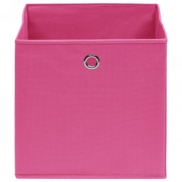 Cutii depozitare, 4 buc., roz, 28x28x28 cm, textil nețesut - Img 4
