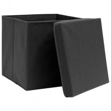 Cutii depozitare cu capace, 4 buc. negru, 32x32x32 cm, textil - Img 4