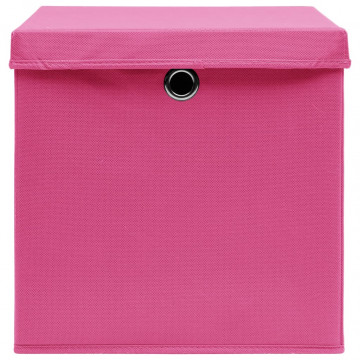 Cutii depozitare cu capace 4 buc. roz, 32x32x32 cm, textil - Img 4