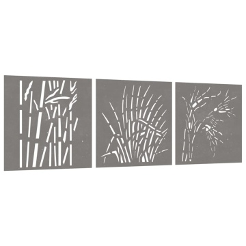 Decor de perete 3 buc. 55x55 cm model iarba oțel Corten - Img 3