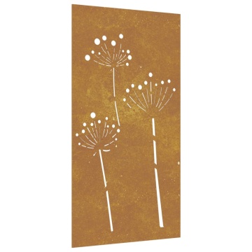 Decor perete de grădină 105x55 cm design flori oțel Corten - Img 2
