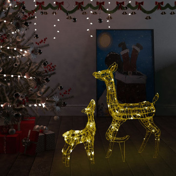 Decorațiune de Crăciun familie reni, 160 LED, alb cald, acril - Img 1