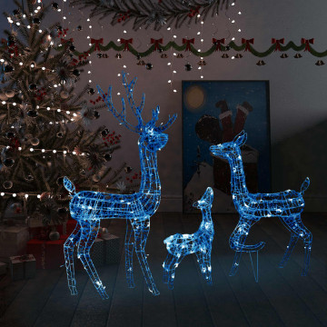 Decorațiune de Crăciun familie reni 300 LED-uri albastru acril - Img 1