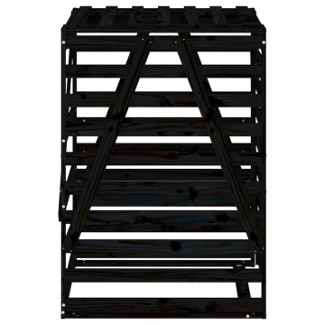 Depozitare coș de gunoi negru 84x90x128,5 cm lemn masiv de pin - Img 6