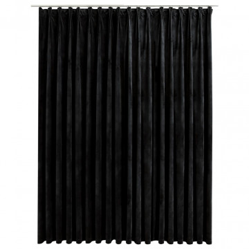 Draperie opacă, negru, 290 x 245 cm, catifea, cu cârlige - Img 2