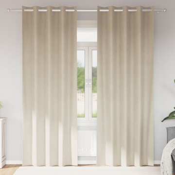 Draperii blackout cu inele 2 buc Crem Catifea - Img 1
