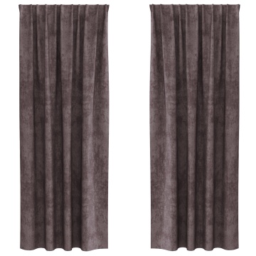 draperii din catifea 2 buc cu ochiuri maro 245x140 cm - Img 2