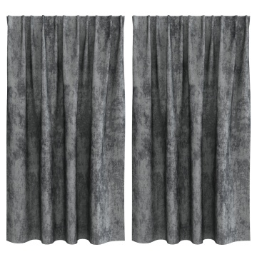 Draperii din catifea 2 piese cu buzunare pentru baghetă Gri 140x140 cm - Img 2