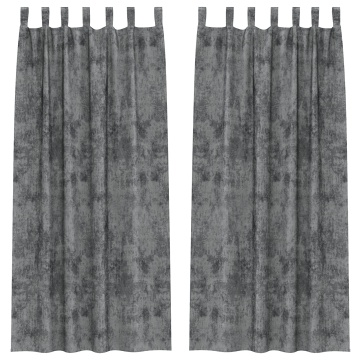 Draperii din catifea 2 piese cu inele Gri 245x140 cm - Img 2