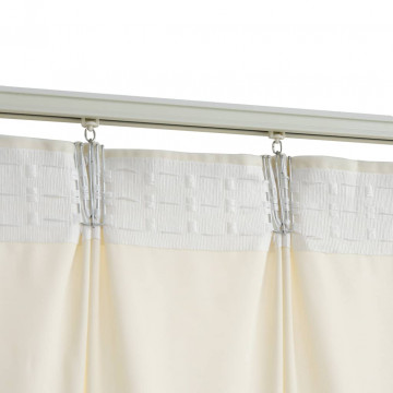 Draperii opace, 2 buc., crem, 140x245 cm, catifea, cu cârlige - Img 4