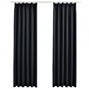 Draperii opace cu cârlige, 2 buc., negru, 140 x 225 cm - Img 2
