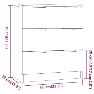 Dulap, alb, 60x30x70 cm, lemn prelucrat - Img 7
