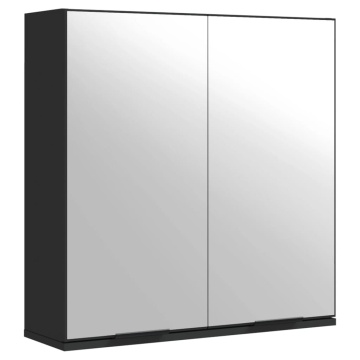Dulap baie cu oglindă negru 64x20x67 cm lemn compozit - Img 2