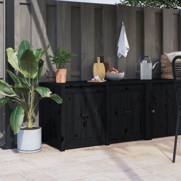 Dulap bucătărie de exterior negru, 106x55x64 cm, lemn masiv pin - Img 1