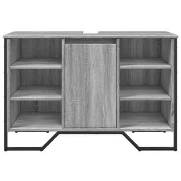Dulap chiuvetă baie, gri sonoma, 91x35x60 cm, lemn prelucrat - Img 4