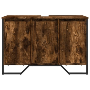 Dulap chiuvetă baie, stejar fumuriu, 91x35x60 cm lemn prelucrat - Img 4